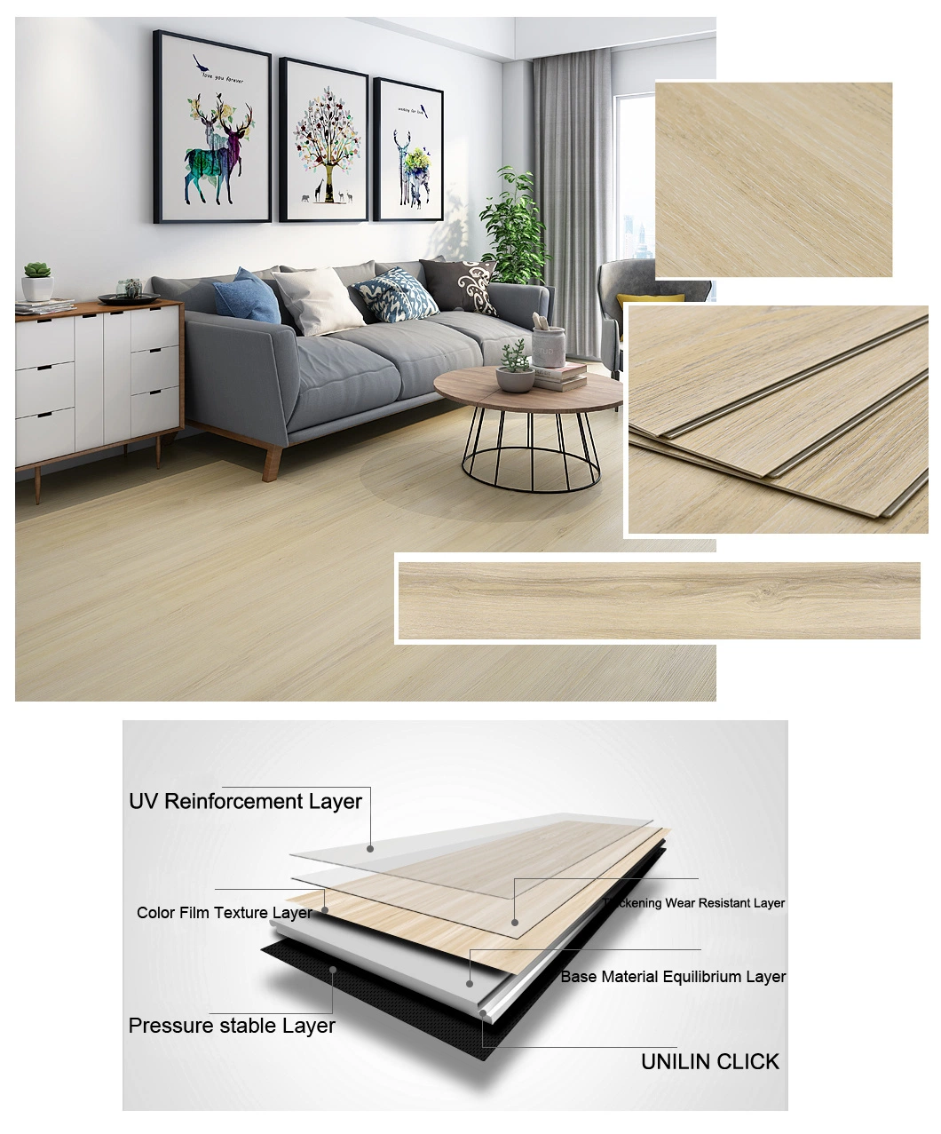 Natural Wood Texture Engineered Hardwood Flooring with Click Lock